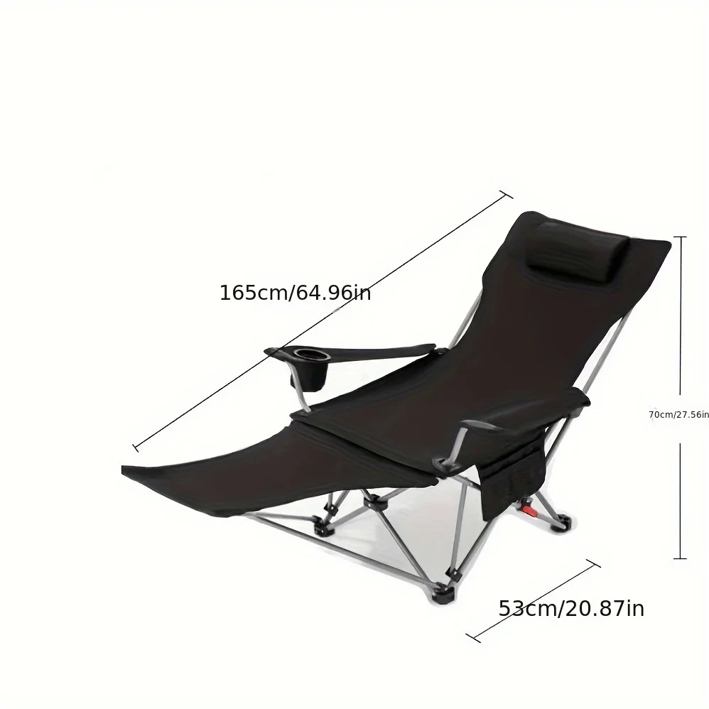 Portable Folding Camping Chair, 4-position Adjustment, Ergonomic Stainless Steel Frame, Suitable for Office Naps and Fishing