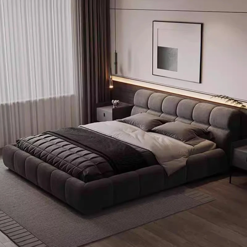 Storage Double Bed Upholstered Minimalist Sleeping Design Bed Lounge Women Modern Meuble De Chambre Home Furniture