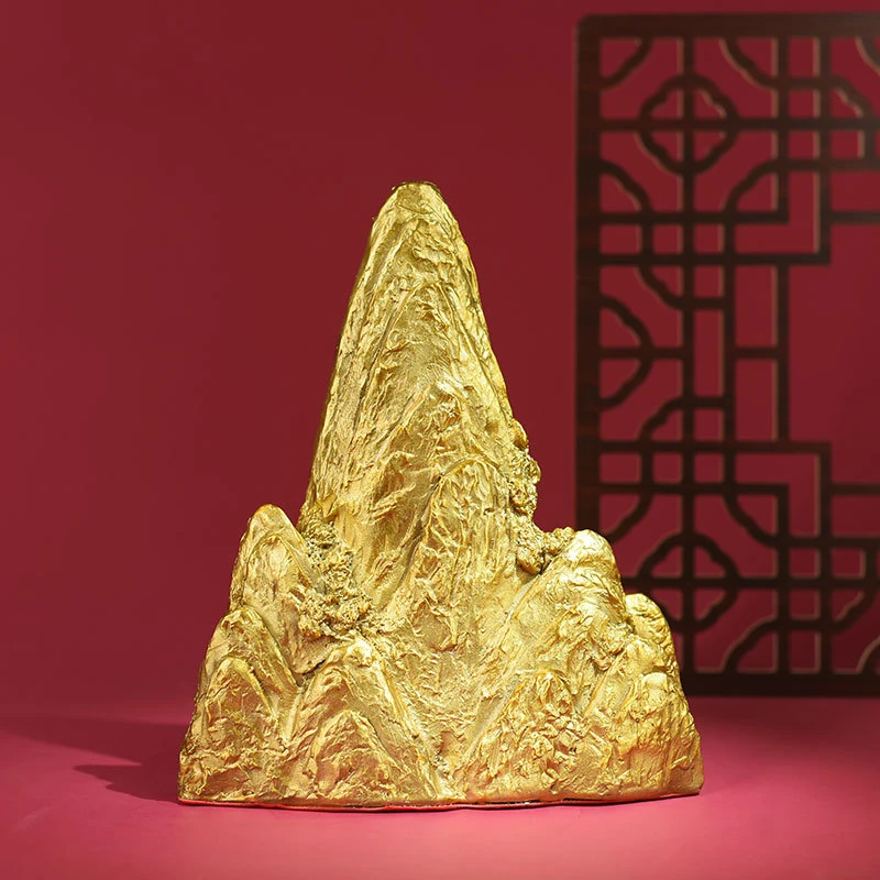 Brass Double Ornament: Roads Smooth, Prosperity, Fortune, Taishan , Wuzhishan Mountain, Red Deer, Green Mo