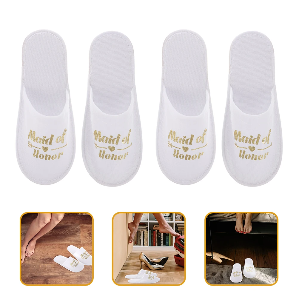 

2 Pairs Disposable Fabric Slippers Bridesmaid Wedding Cloth Shoes for Women Men Universal Size Home Hotel Salon Use