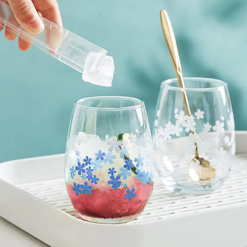 Color Change Sakura Glass Cup Cherry Blossom Coffee Glass Cold Hot Water Color Changing Office Home Drinkware Gift