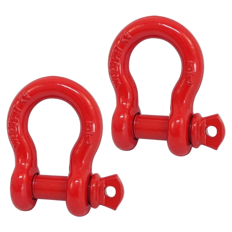 XA6H 2pcs Bright Red Tow Shackle Hardware for Trailer Hookup, Storage, and Travel