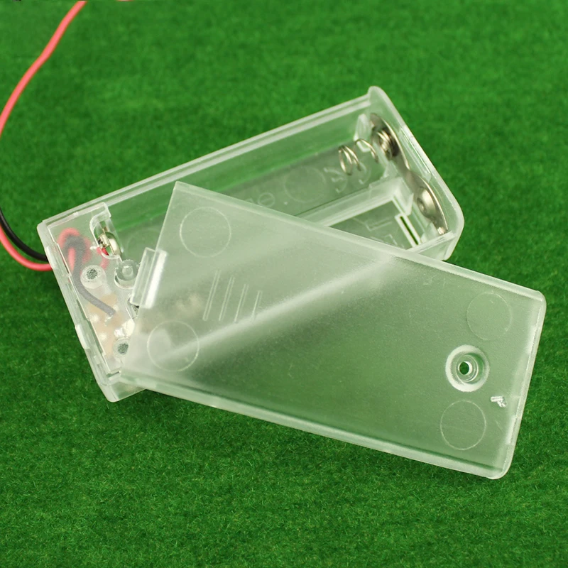 1-20pcs Transparent 2-Section No.5 Aa Battery Box With Cable Switch Cover Series Power Supply Box 3v 6v 12v Diy Toy Accessories