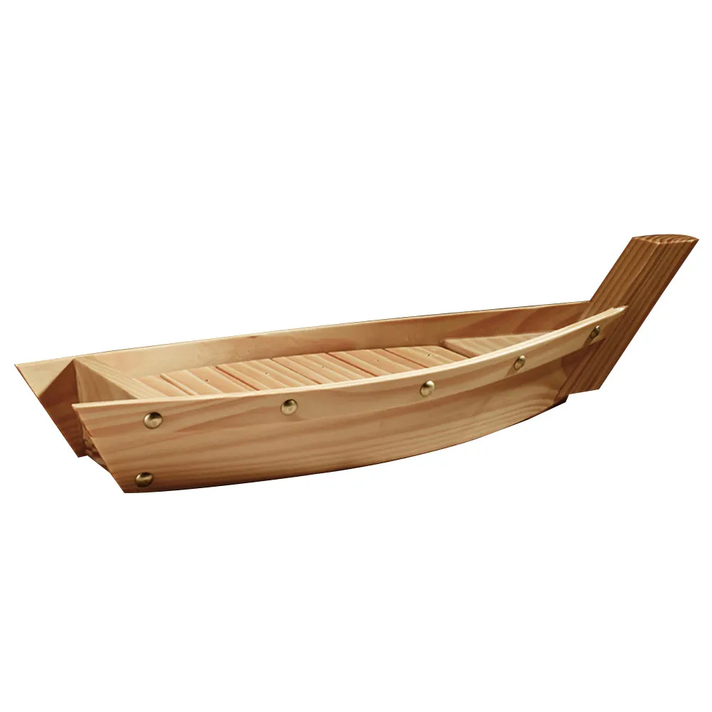 

Stylish Wooden Sushi Boat Serving Plate Natural Grain Finish Japanese Inspired Snack Tray for Restaurants Hotels Family