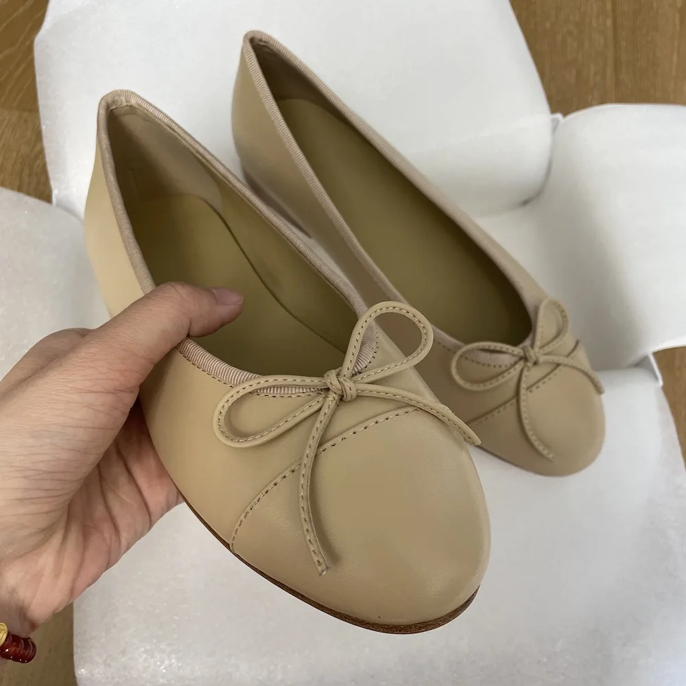 الانزلاق على فراشة عقدة الباليه الشقق جلد طبيعي أحذية نسائية جميلة مختلط الألوان عادية الشقق أحذية السيدات مريحة #3
