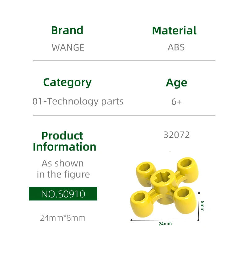 123Pcs/lot NO32072 4 Hole Rotating Shaft Gear Wheel Building Block Moc Color Accessories Compatible with Brick DIY Children Toys