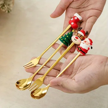 Christmas Stainless Steel Fork and Spoon Gift Set 5