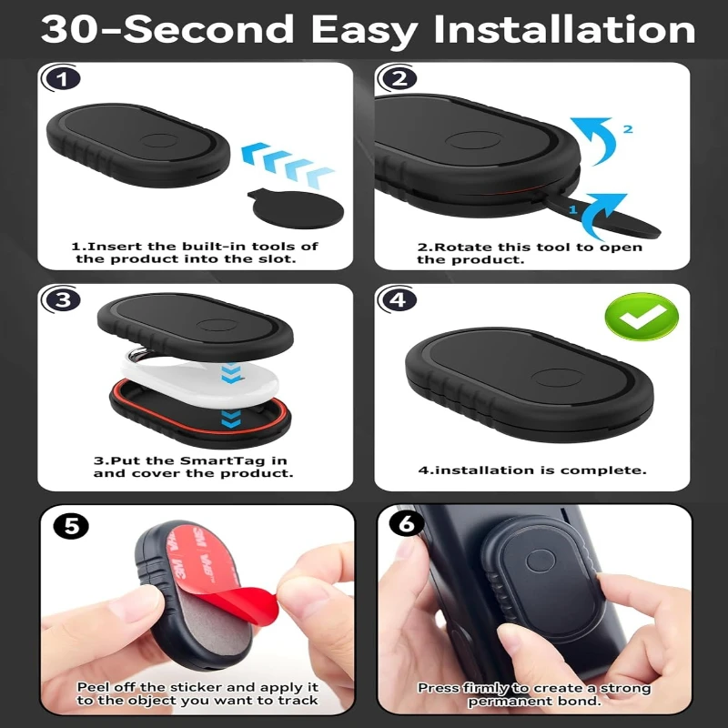 لحافظة Samsung Galaxy SmartTag2، حامل سيليكون (مع ملصق لاصق) - حامل جهاز مضاد للفقد للمحفظة والأمتعة والسيارة والدراجة #5