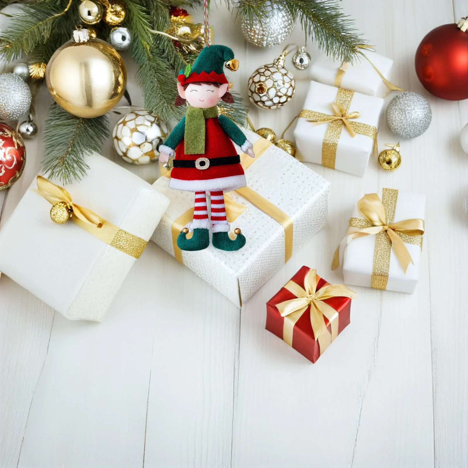 

2pcs Christmas Elf Ornament Soft Holiday Stuffed Festive Decorative Hanging Figures For Tree Mantel Home Xmas Decorations