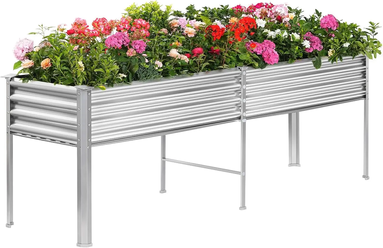 

Land Guard Galvanized Raised Garden Bed with Legs, 96×24×32in Raised Garden Beds Outdoor with Drainage Holes, Planter Boxes