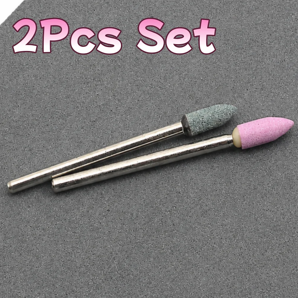 2Pcs Small Pointed V Shape Quartz Nail Drill Bits Set 3/32 Inch Shank for Manicure Nail Art Polishing And Grinding