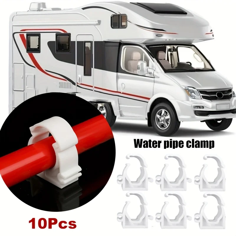 10pcs 16mm Plastic PPR Pipe Clamps - Durable Snap-On Cable Organizer for Securing Hoses and Pipes, for RVs and Outdoor Use