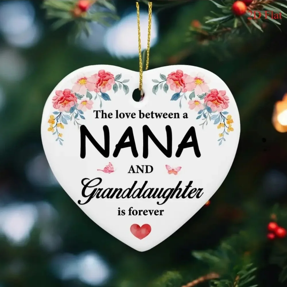 

2D flat surface, a heart-shaped acrylic grandma and granddaughter decoration - 8.5x8 inches floral design