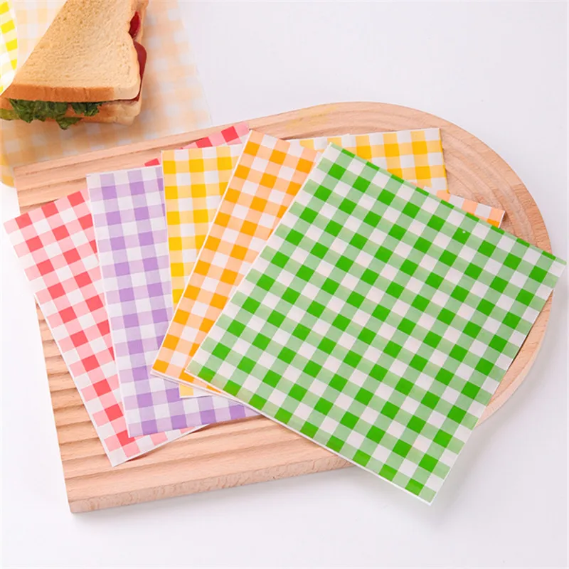 100Pcs Oil Proof Paper Bag Sandwich Baking Package Takeaway Food Coated Greaseproof Bread Burger Packing