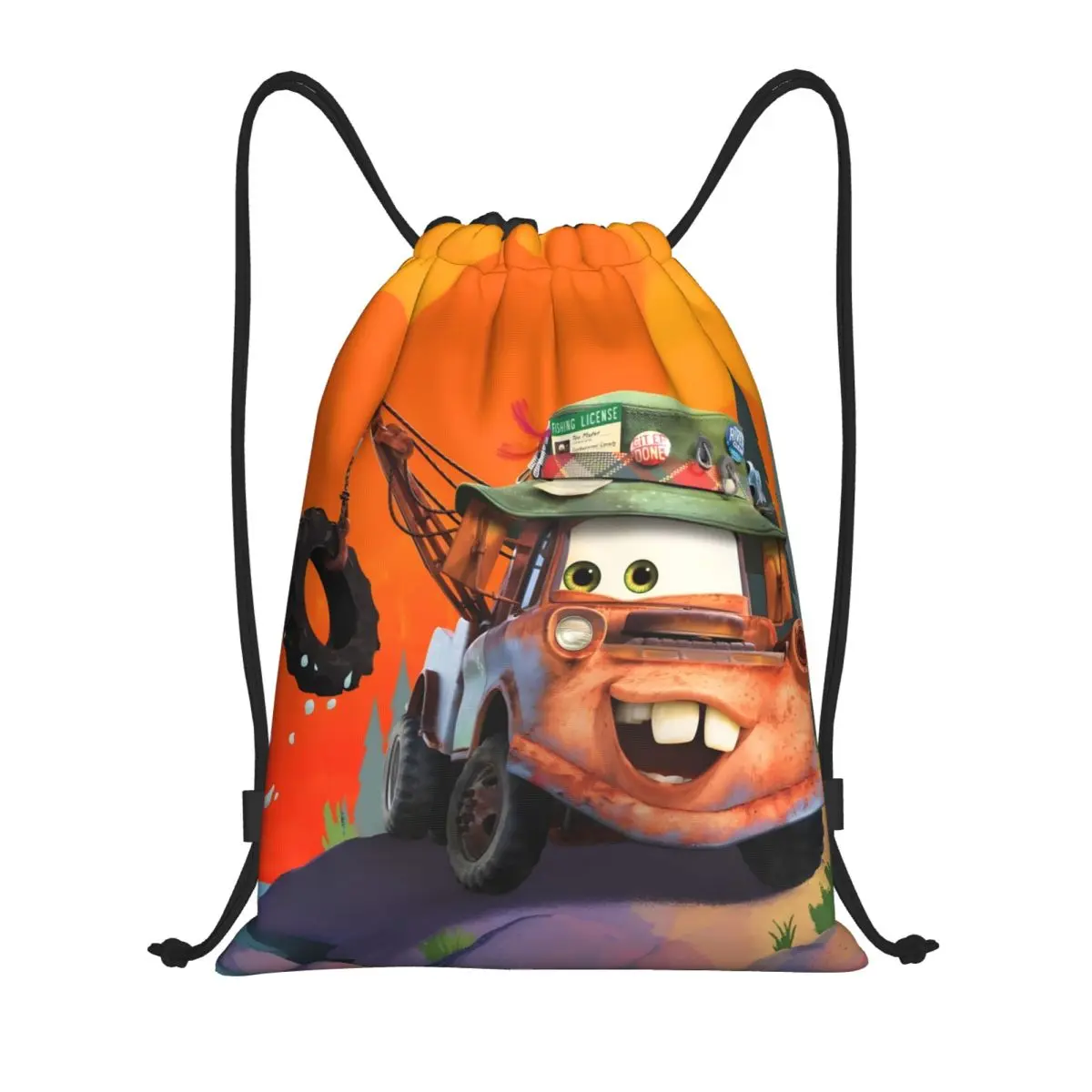 

Custom Lightning McQueen Drawstring Backpack Women Men Sport Gym Sackpack Portable Cars Toons Training Bag Sack