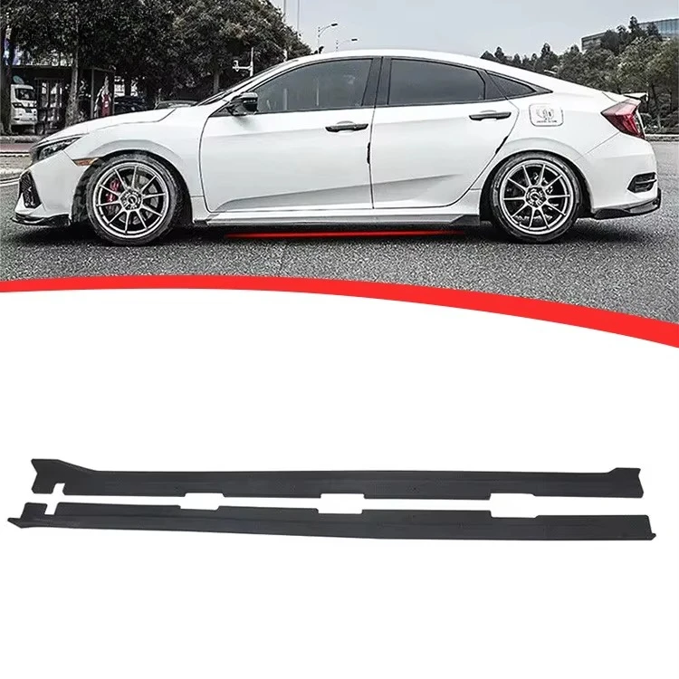 Matte Black Side Skirts Extension for 2016-2021 Civic 10th Sedan Hatchback 4DR