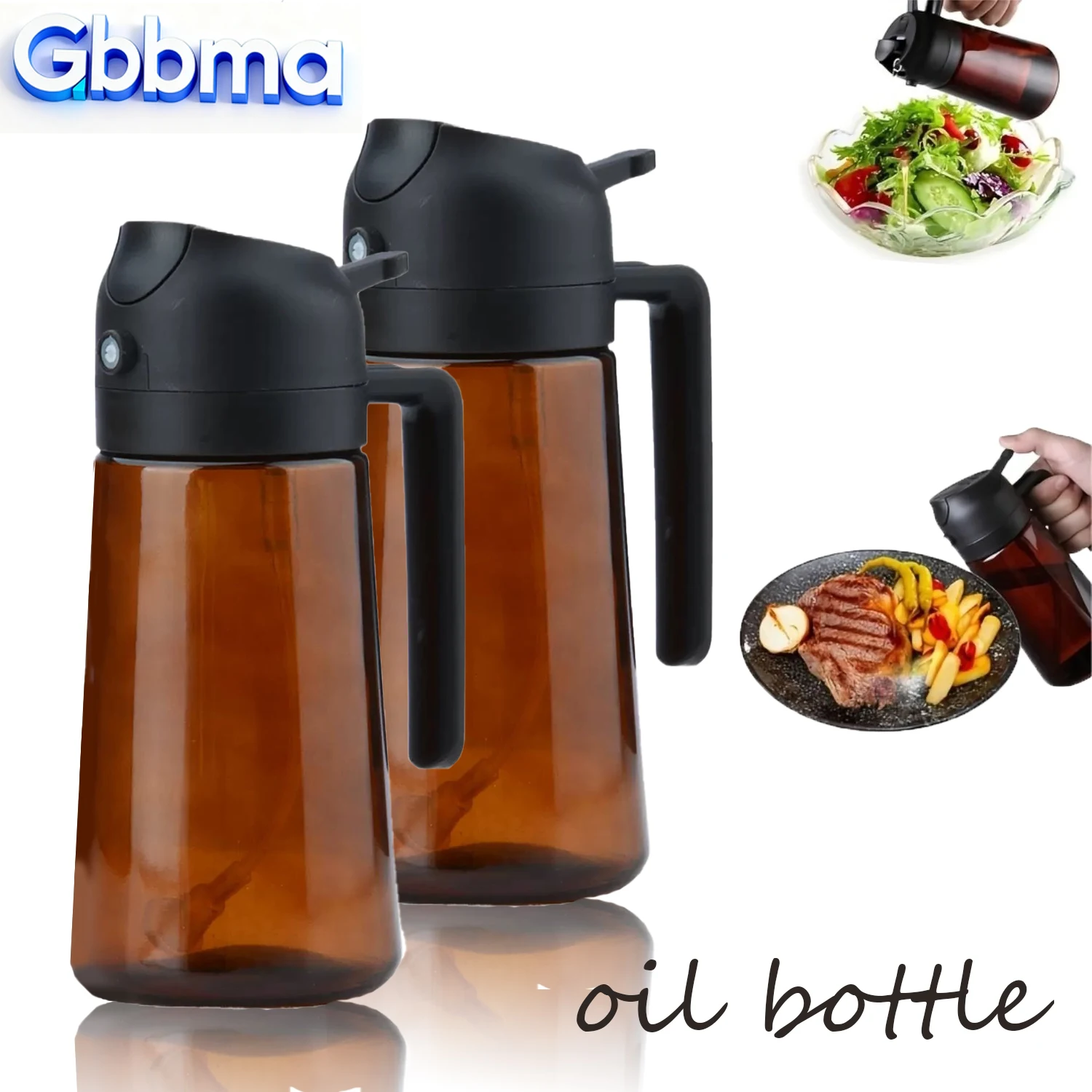 

16oz/470ml 2-in-1 Brown Glass Oil Dispenser Sprayer Leakproof Olive Oil Sprayer Bottle for Cooking Air Fryer BBQ Baking Salad