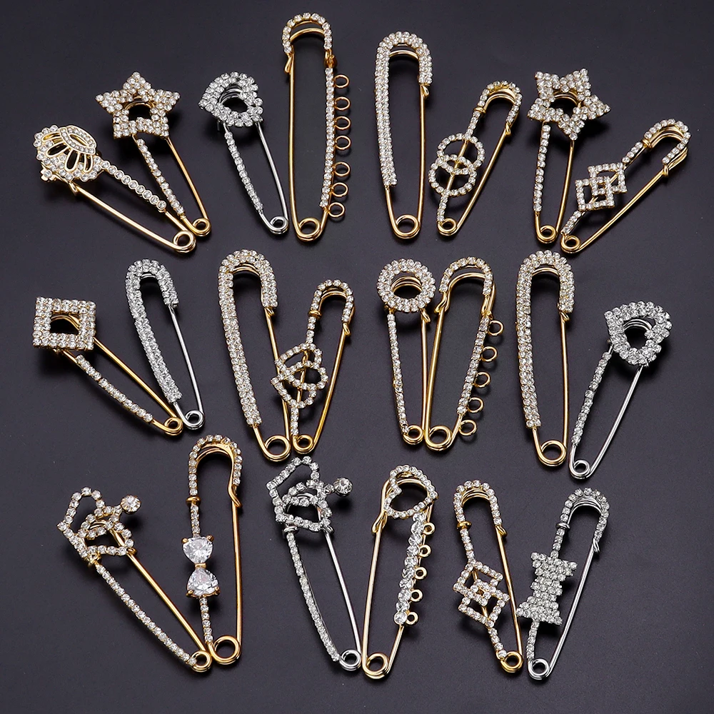 Lot de 2 épingles de sûreté grandes en strass, broches en alliage pour couvertures DIY, jupes, travaux manuels en tissu tricoté, accessoires pour la fabrication de bijoux