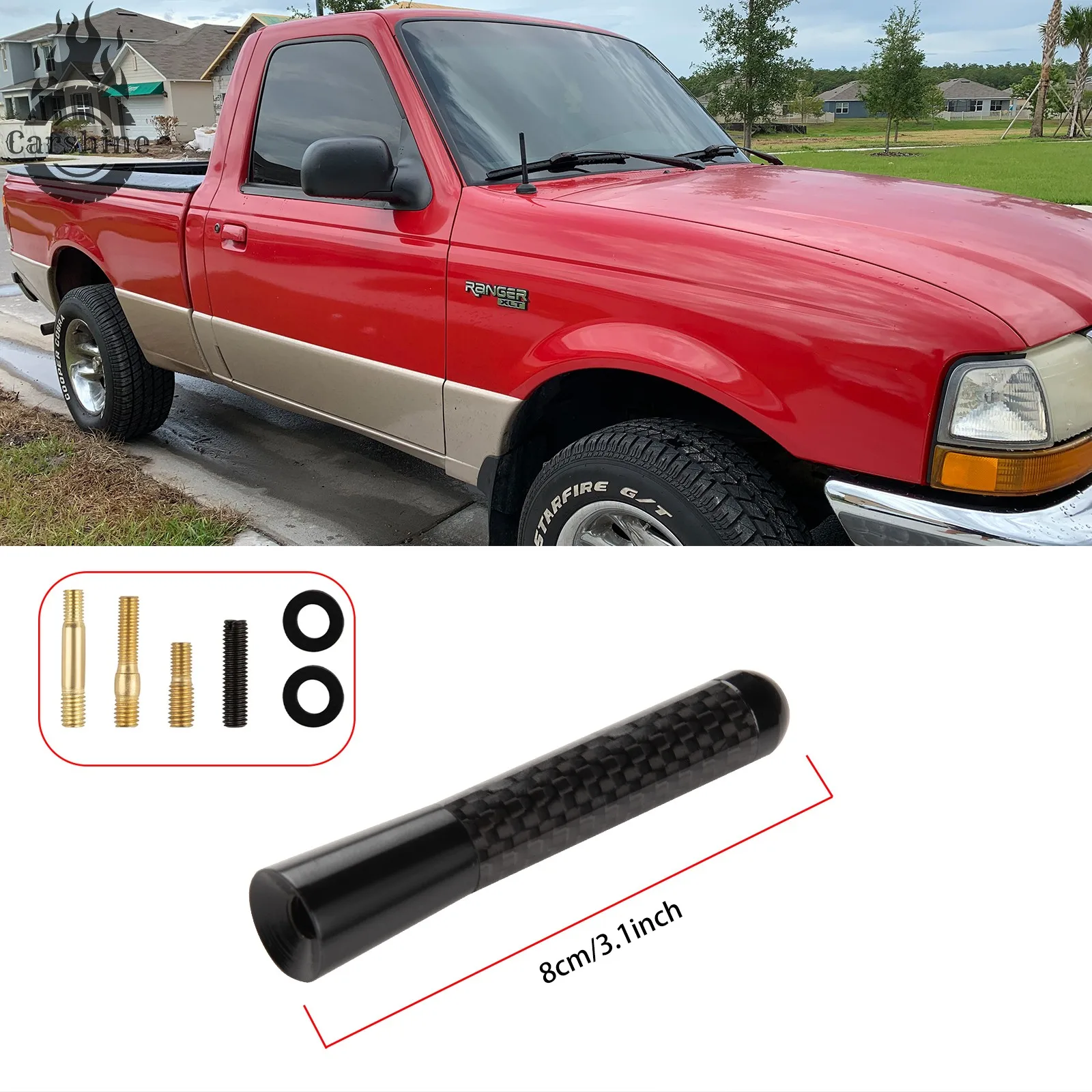 

Универсальная короткая автомобильная антенна 3 дюйма из углеродного волокна, черная, для FM-радио, комплект (США)