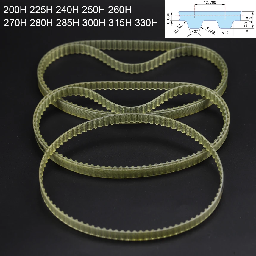 

200H 225H 240H 250H 260H 270H 280H 285H 300H 315H 330H 12.7mm Pitch PU Steel Wire Trapezoidal Cogged Synchronous Timing Belt