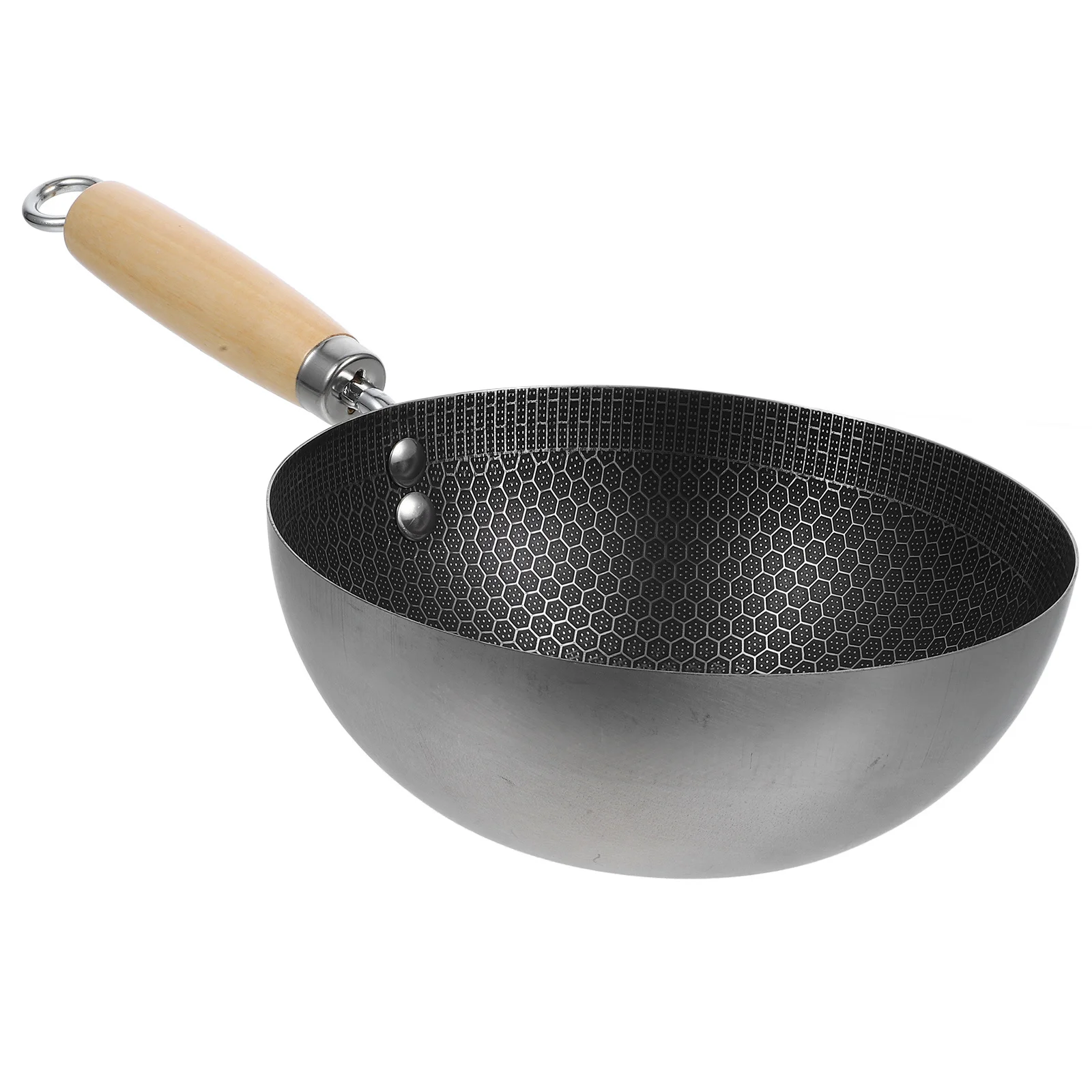 

Honeycomb Stainless Steel Frying Wok Pan Ergonomic Handle No-Stick Surface Cooking Pan for Kitchen Stove Bbq Vegetable Meat