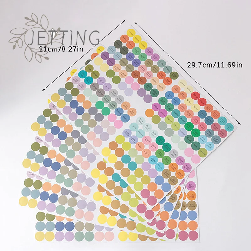1 Juego de 192 Uds. Etiqueta de tapa de botella de aceite esencial, etiquetas de tapa de botellas de aceite esencial preimpresadas, etiquetas de tapa, pegatinas circulares redondas