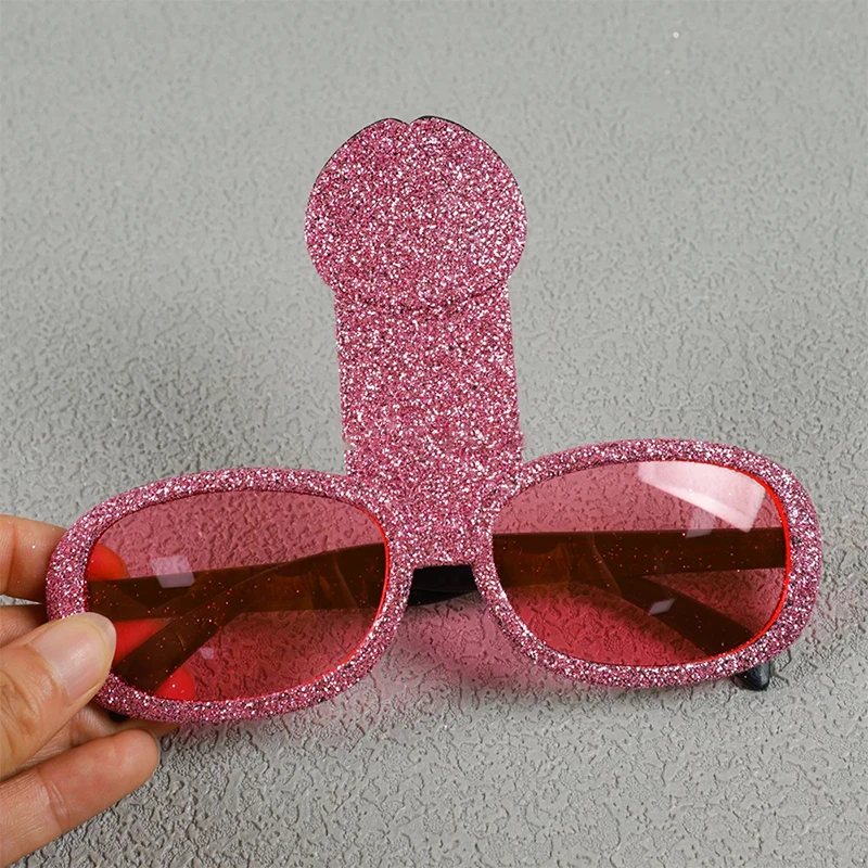 1Pcs Funny Glitter Bride Penis Shaped Sunglasses Wedding Bachelorette Party Photo Props Birthday Night Out Hen Party Decorations