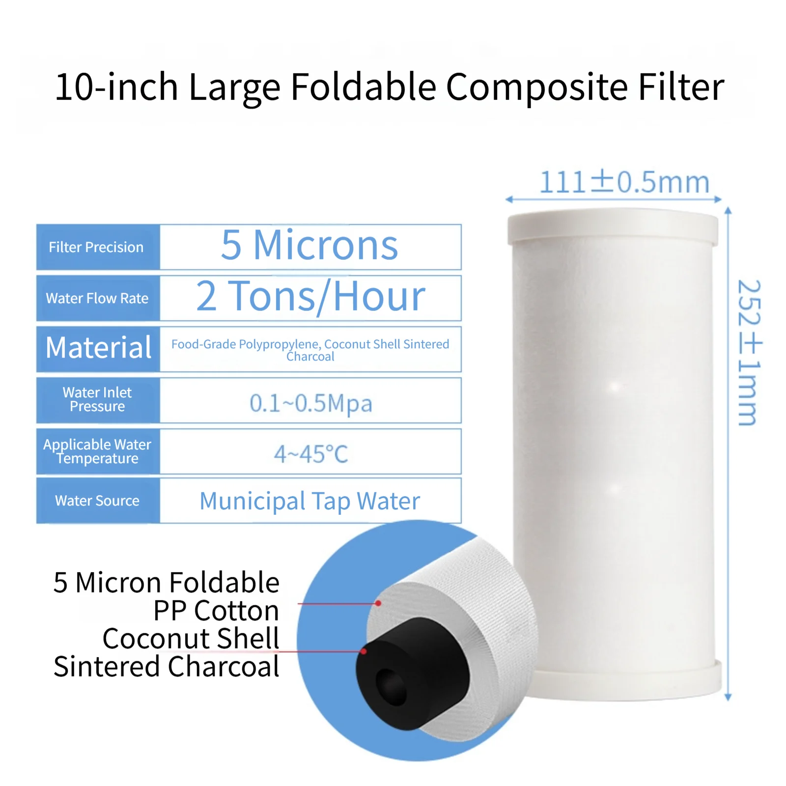 Coconut Shell Carbon White Filter Cartridge 5-micron Precision Coconut Shell Activated Carbon Coconut Shell Carbon
