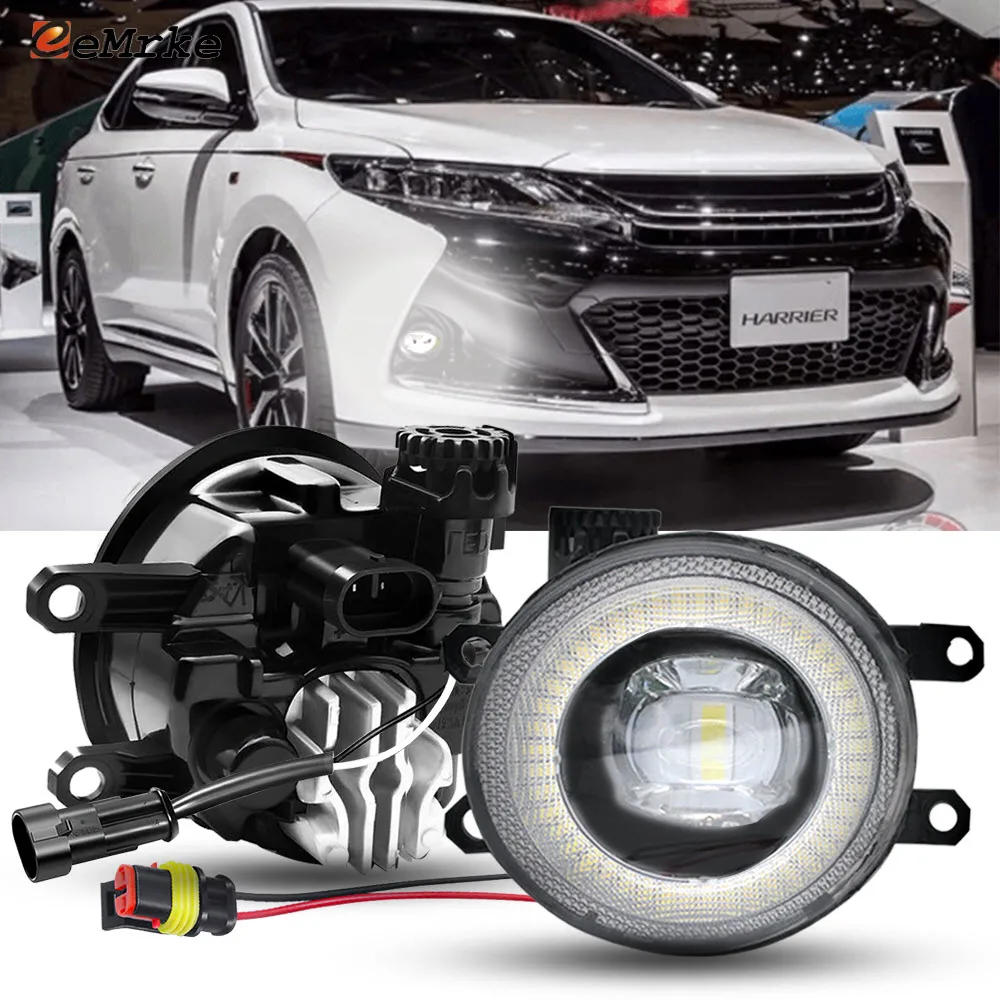 30W LED Anti Fog Lights with Lens & 6000K White H11 IP68 Waterproof & Angel Eye DRL for Toyota Harrier XU60 '13 '14 ’15 ‘16 '17