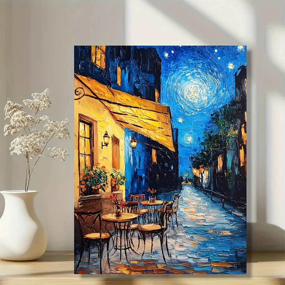 Peinture sur toile Van Gogh "café terrasse la nuit", sans cadre, art mural de scène de rue de nuit étoilée, cadeau de décoration unique pour la maison, Van Gog