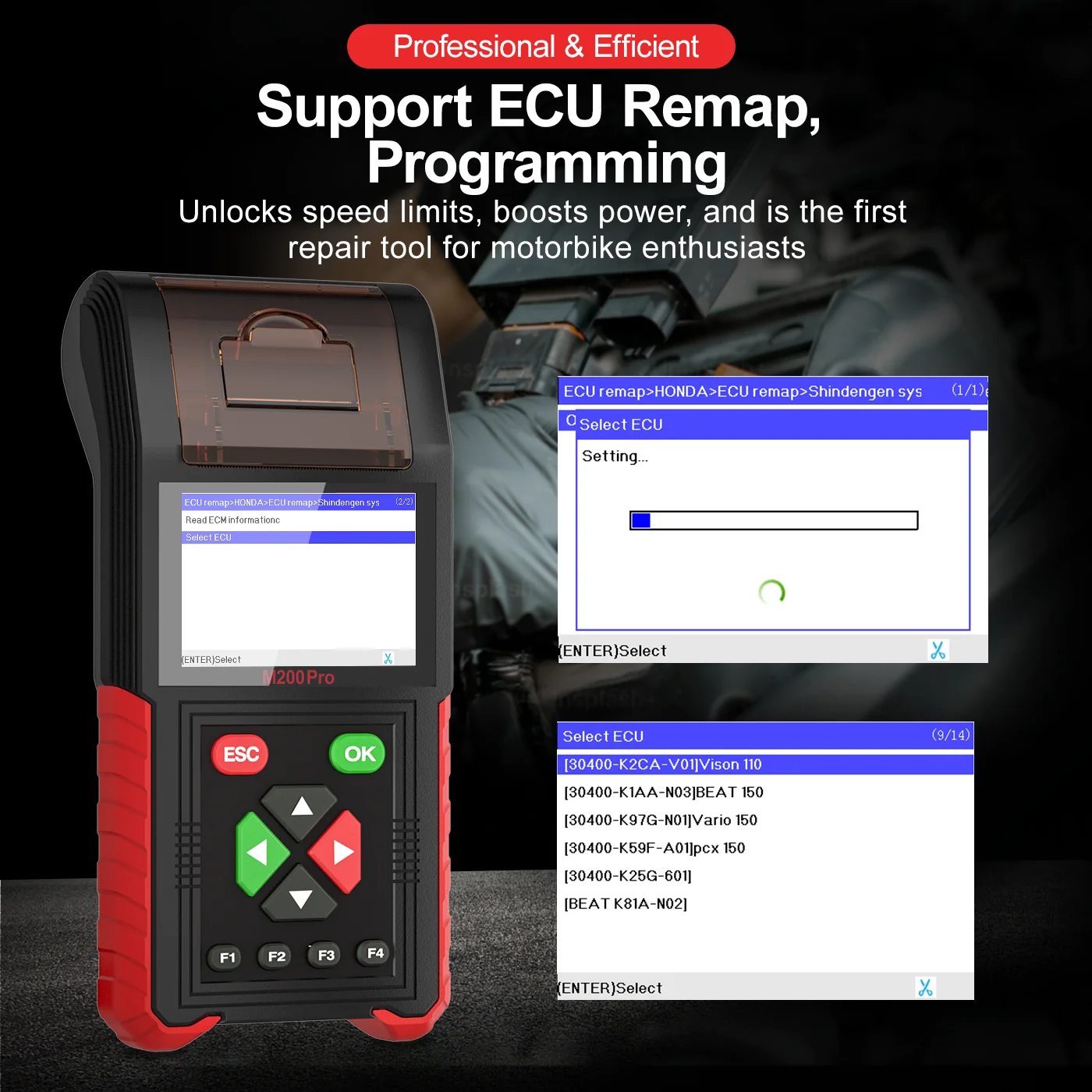 JDiag M200Pro Immobilizer ECU Remap Program Tool Motorbike Diagnostic Scanner Universal Support Most Brands M200 Pro Free Update