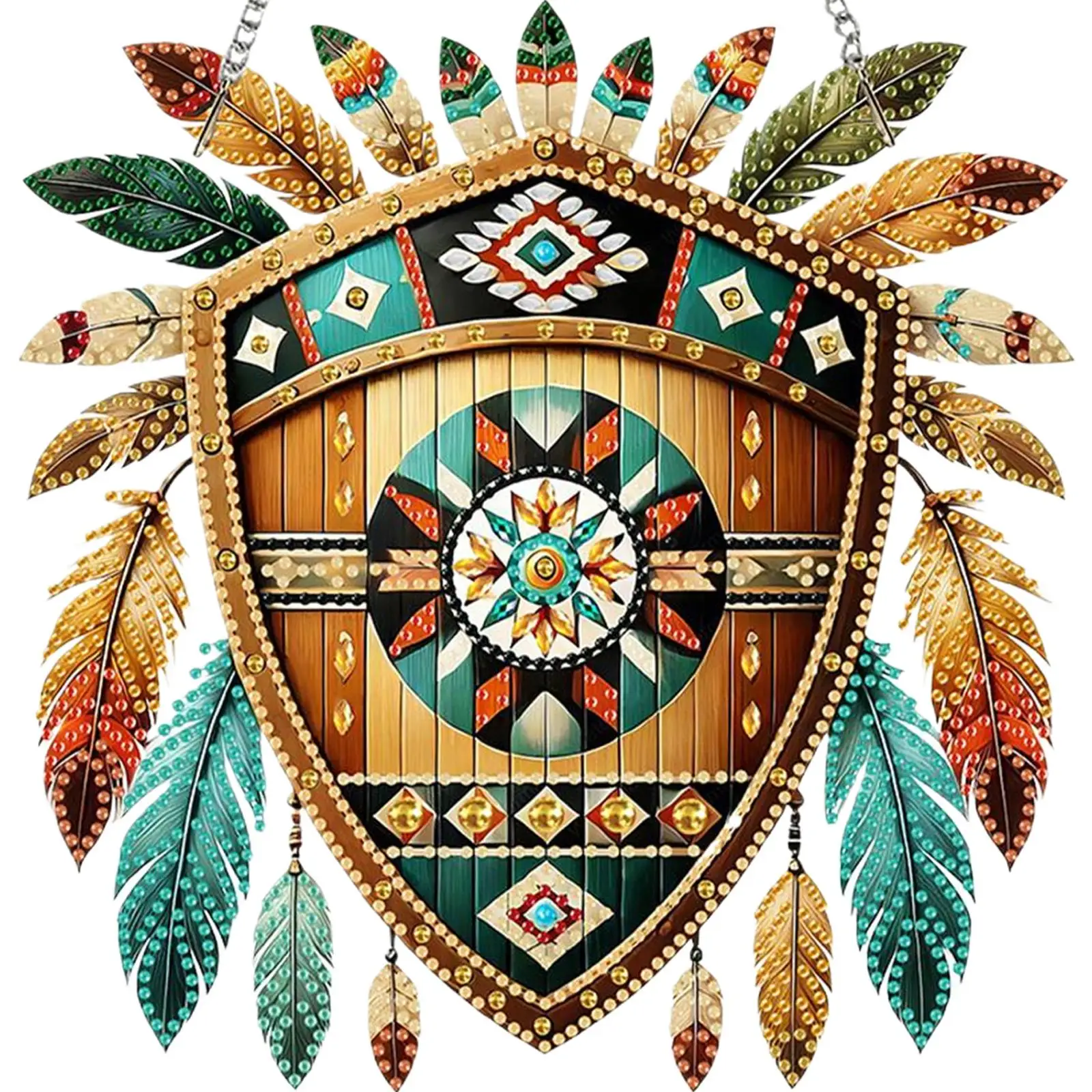 

Special Shape Indian Shield 5D DIY Diamond Painting Dots Pendant Diamond Painting Ornaments Diamond Painting Hanging Pendant