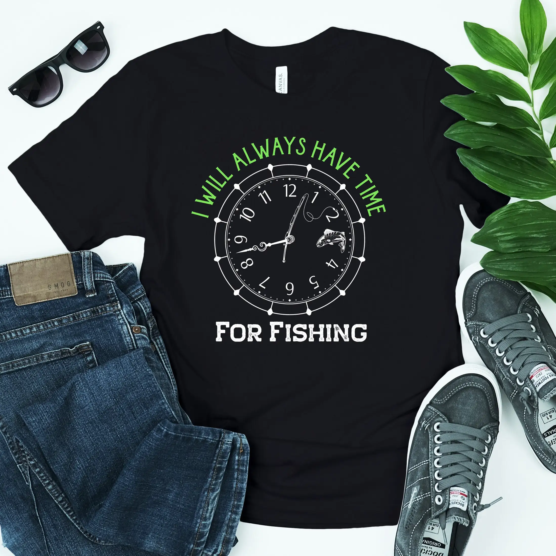 Fishing Clock T Shirt Spending Time Funny Fisherman Gift