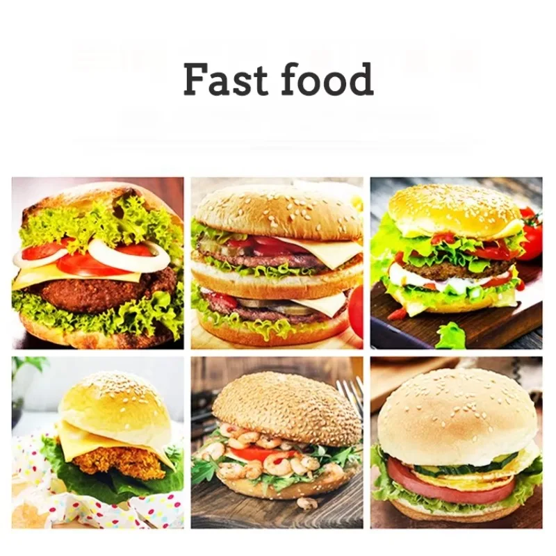 Commercial Automatic Hamburger Waffle Patty Machine Vertical Hot Dog Bun Toaster Hamburger Bread Grill Making Machine