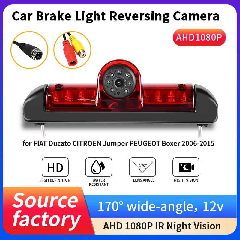 

AHD1080P Car Brake Light Reversing Camera for FIAT Ducato CITROEN Jumper PEUGEOT Boxer 2006-2015, 170° Wide Angle Night Vision