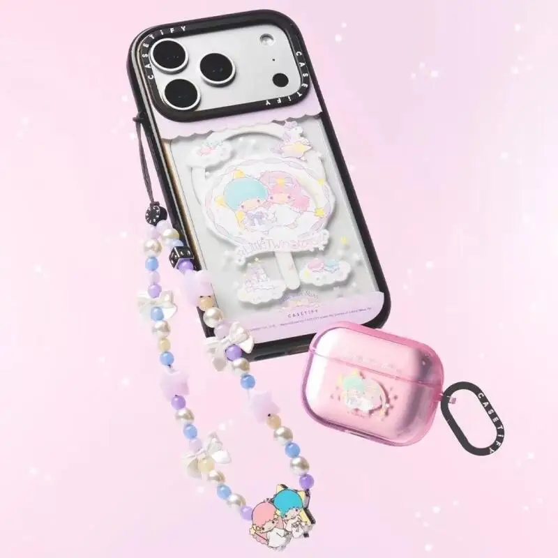 Sanrio Little Twin Stars with Bow Pearl Phone Strap Mobile Phone Decoration Pendant Backpack Zipper Decoration Girlfriend Gift