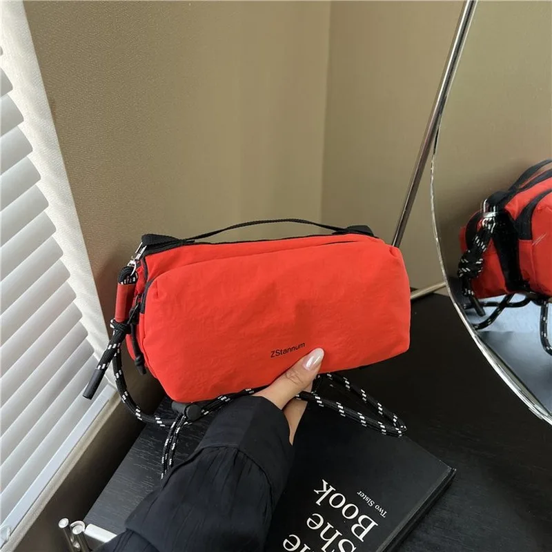 

Lightweight Nylon Crossbody Sling Bag, Adjustable Rope Strap, Unisex Casual Daily Bag for Travel Street Walking Everyday Use