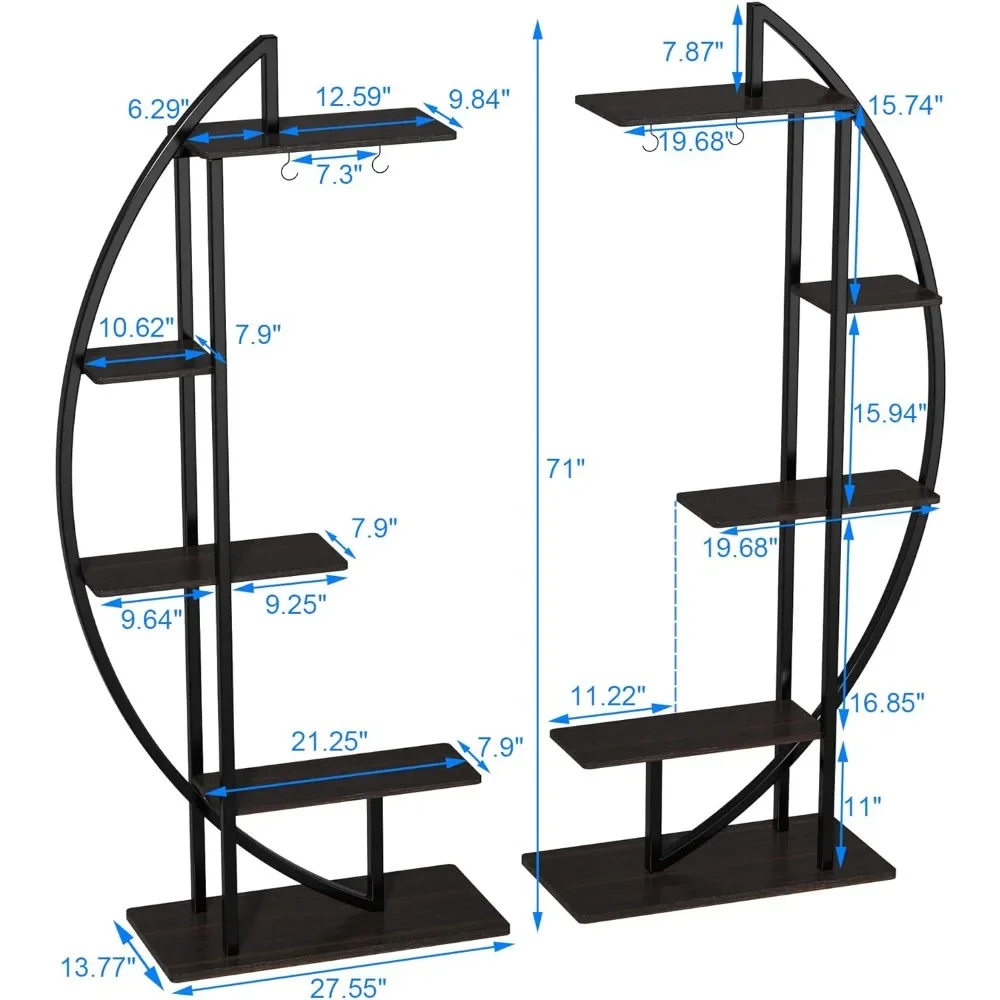 Plantas de interior Stand com gancho pendurado, prateleira grande planta, Flower Rack, Metal alto, 71"