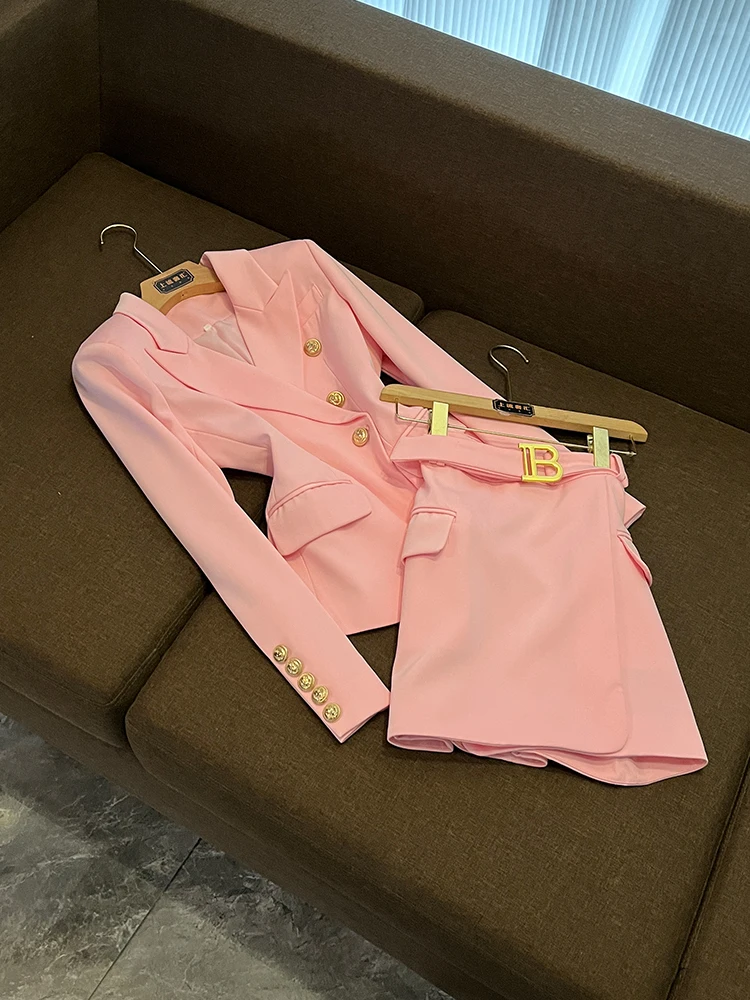 

Двубортный костюм-джат с юбкой с поясом Independent Station Faion, комплект из двух предметов, женский комплект для поездок на работу