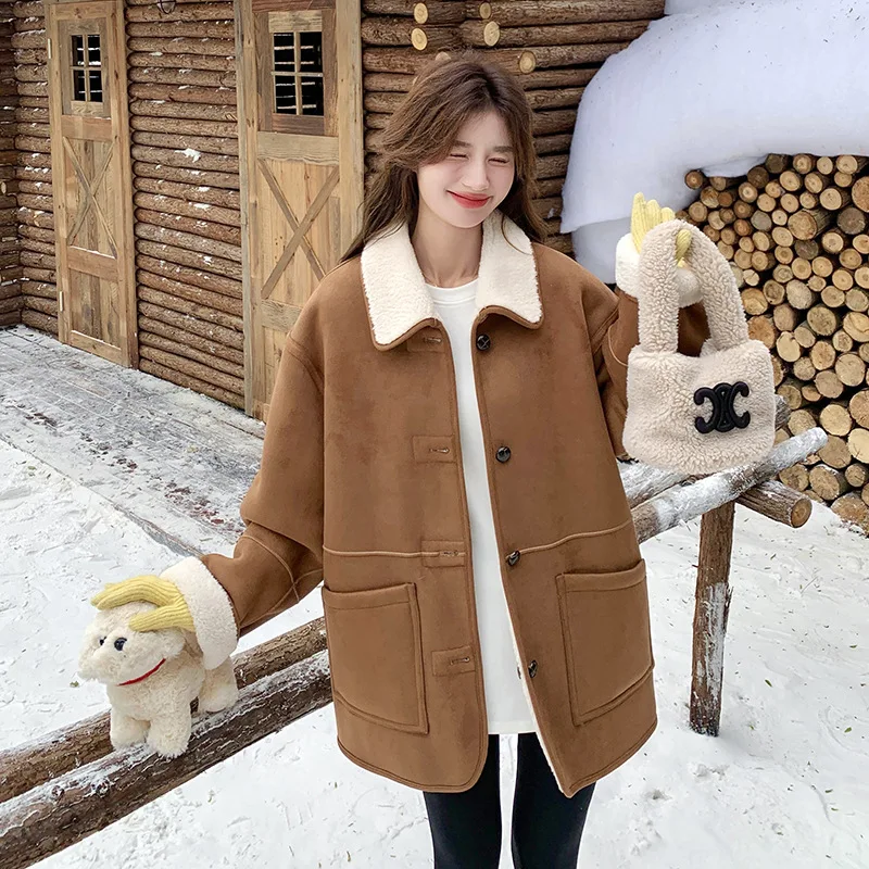 Winter Thick Warm Integrated Leather Fur Fashion Coat Women's Double-Sided Wear Design Sense Lamb Fur Cotton Jacket