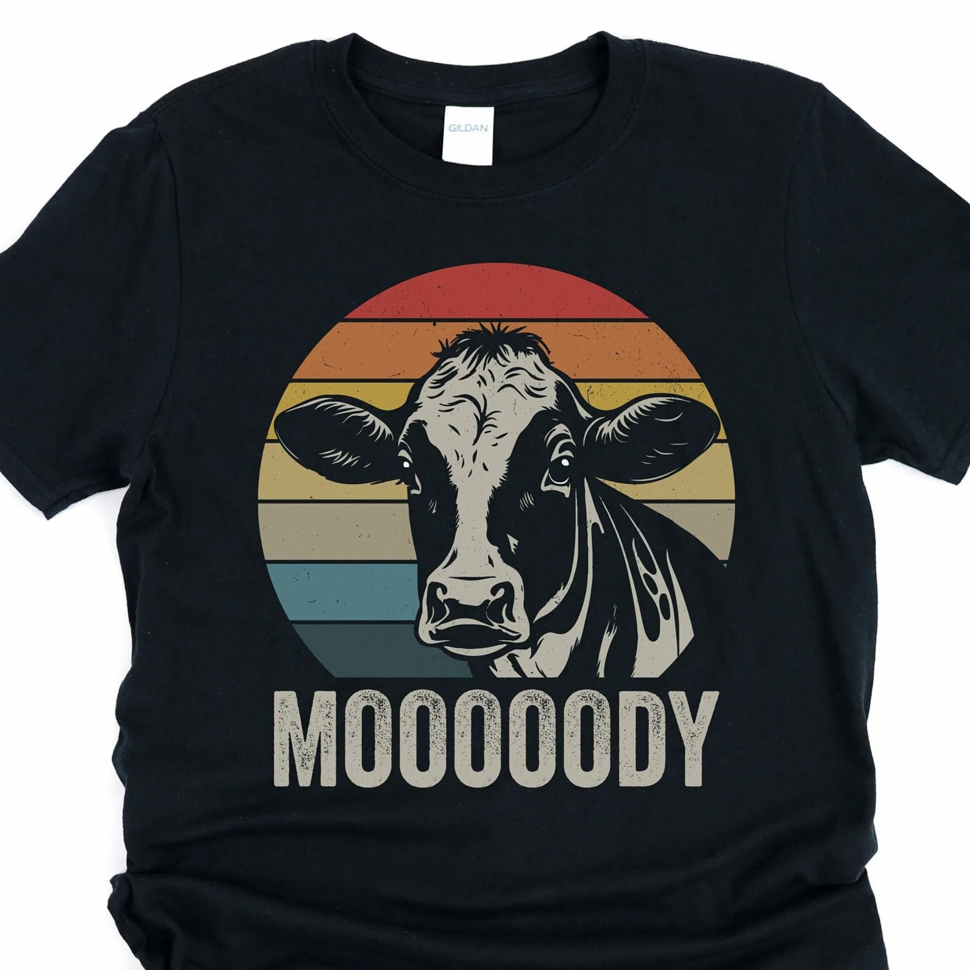 Moody cow shirt, retro cow shirt, cow farmer gifts, funny farm animal shirt