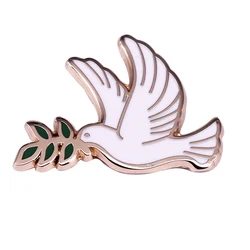 A3368 Peace Dove Olive Branch Enamel Pin Pigeon Metal Badge Brooch on Clothes Lapel Pins Backpack Badges Enamel Pin Accessories