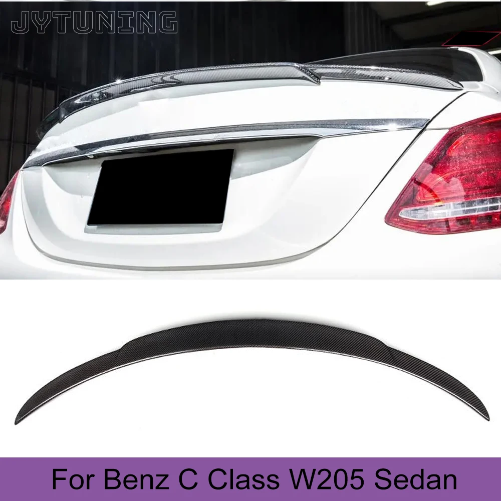 

For Mercedes-Benz W205 C200 C250 C300 C350 C63 AMG Sedan 4 Door 2014 - 2019 Carbon Fiber Rear Trunk Spoiler Boot Lip Wing Lip