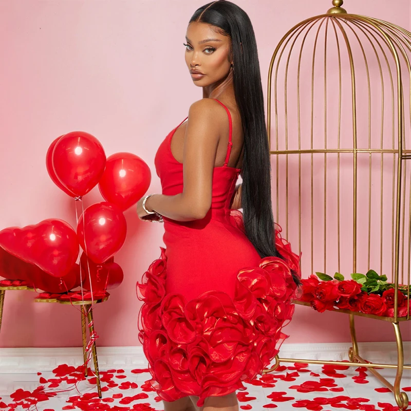 Vestido plisado con volantes para mujer, Mini vestidos elegantes de noche para fiesta, ropa de invierno y otoño para mujer, vestidos rojos ajustados sexys de lujo 2025