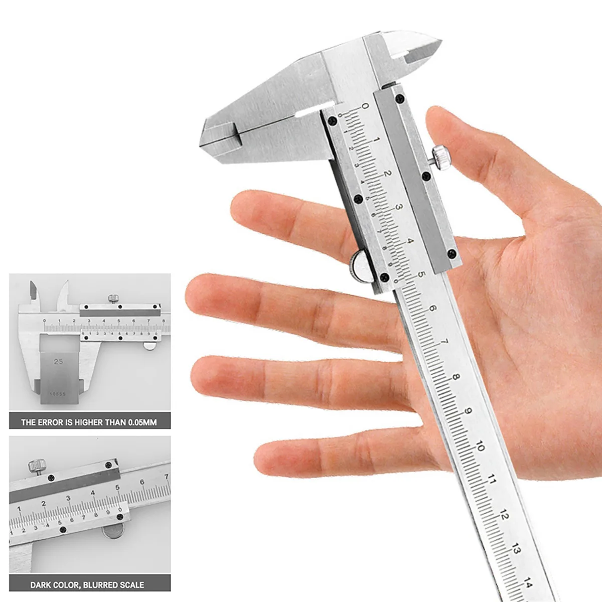 150 mm 0–6 Zoll Messschieber, hochpräzise Messgerät, Mikrometer, tragbares Messwerkzeug aus Edelstahl mit Schutzbox