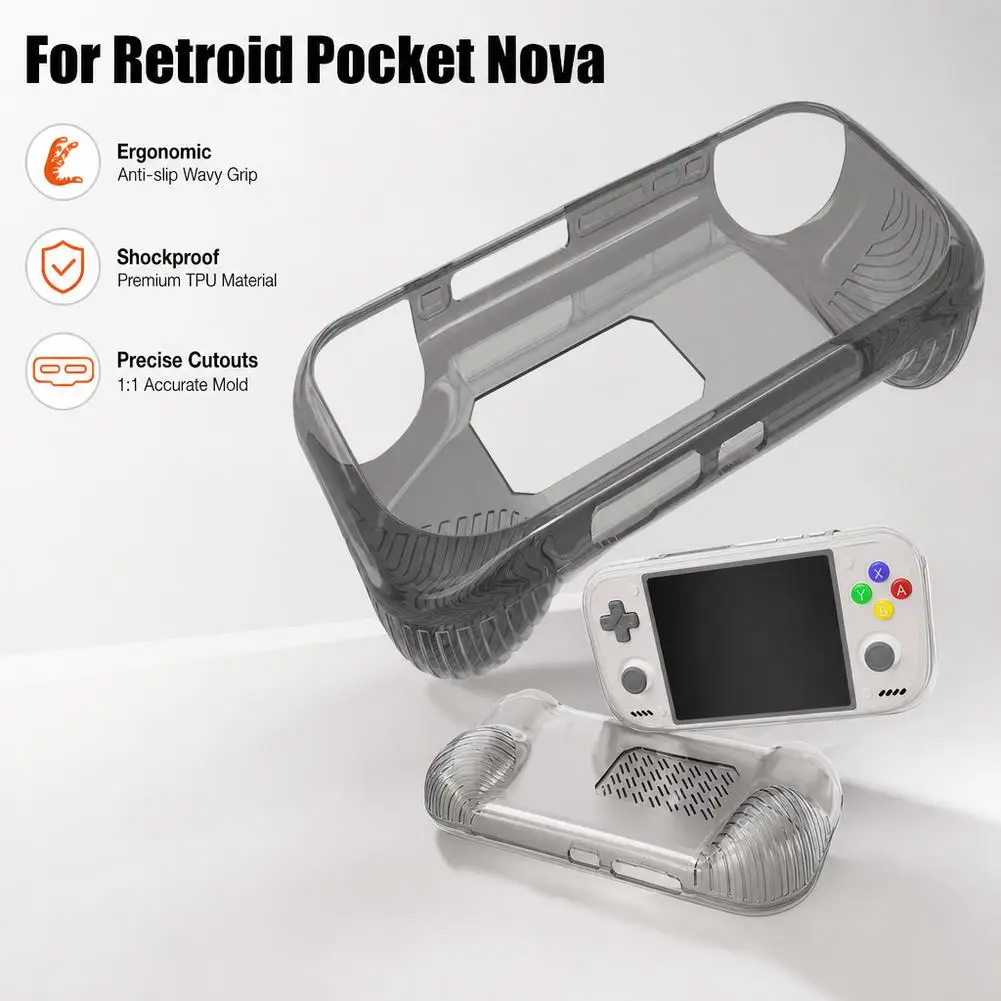 TPU Protective Case For Retroid Pocket Nova Handheld Game Console Ergonomic Textured Grip Cover Shockproof Shell Game Accessorie