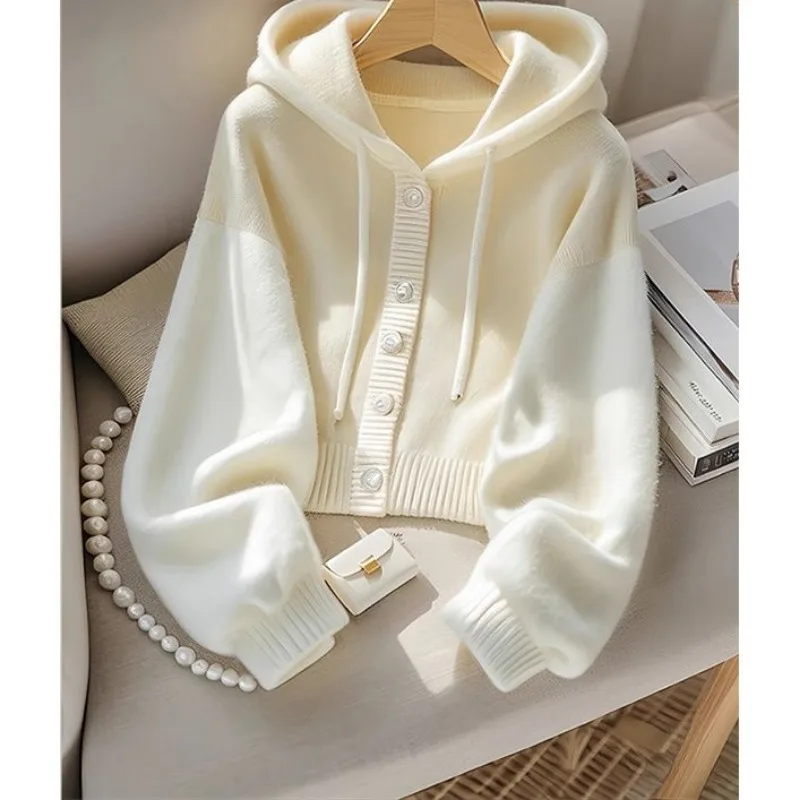 

Japanese Hooded Sweater Women's New Autumn Winter Loose Slimming Top Cardigan