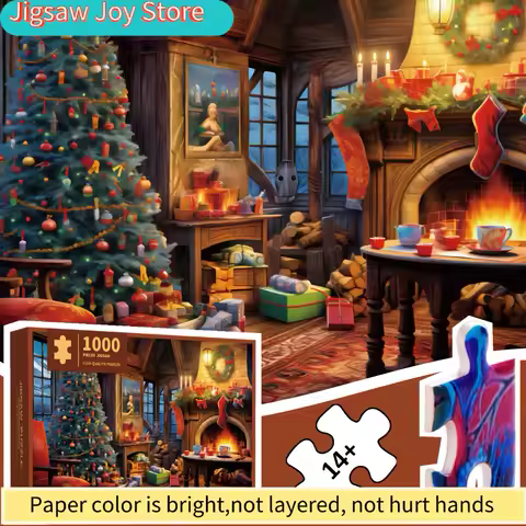 1 Box() Puzzle for Adult Santa's Home Painting Paper Puzzles Funny and Educational Game Home Decor Wall Display Friend Birthda