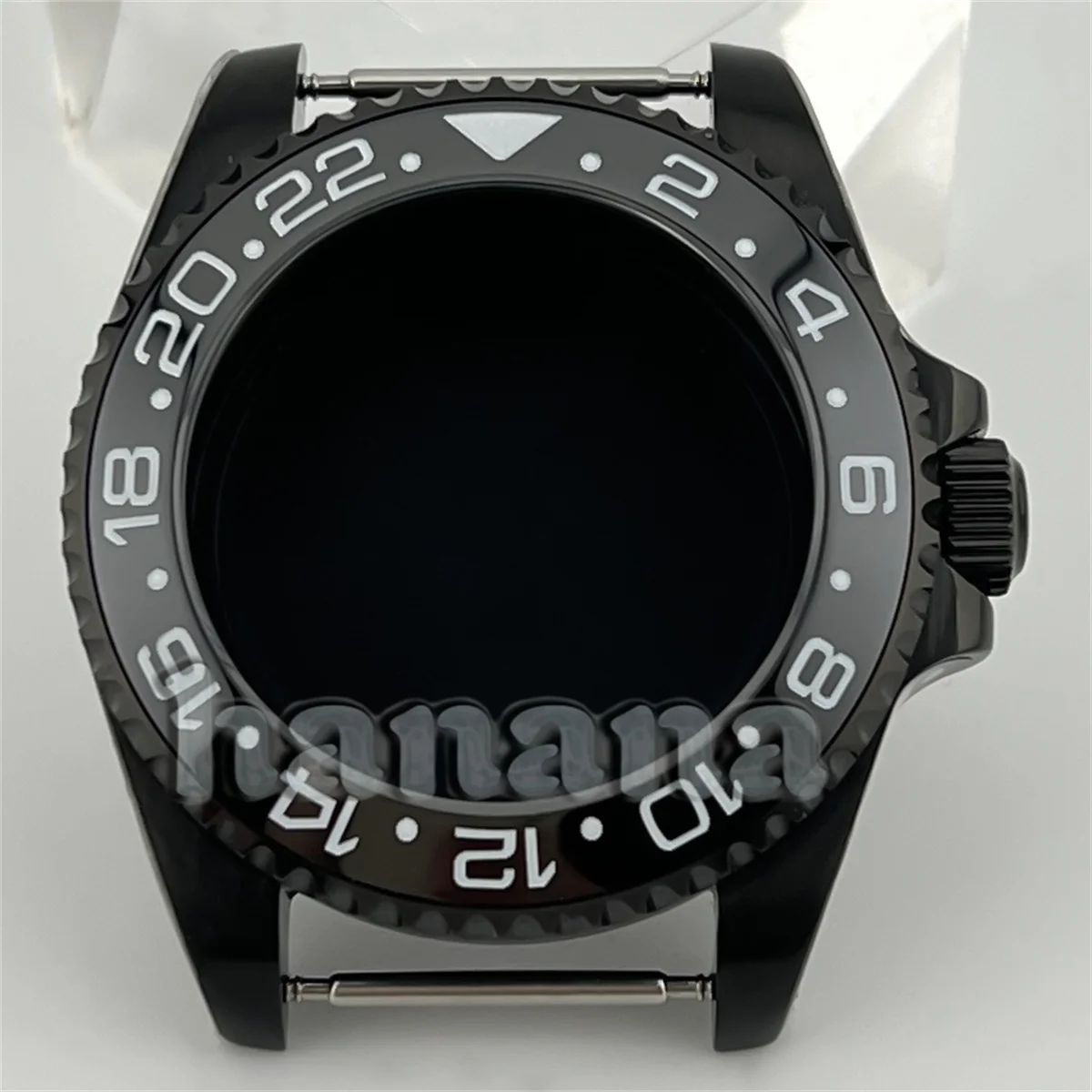 علبة غوص NH35 PVD سوداء 43 مم إطار سيراميك مدمج في العلبة مناسبة لحركات NH34 NH35A NH36 38 ETA2824 PT5000