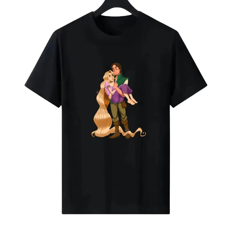 

Disney Princess Pattern Woman Black Summer Round Neck Parent-child Clothing Tops Ladies Cheap Short Sleeves T-Shirt Sweatshirts